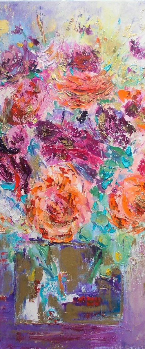 Morning Joy II-Roses oil painting-Still life roses by Antigoni Tziora