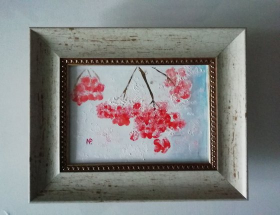 Viburnum, still life oil art, winter, wall decor painting