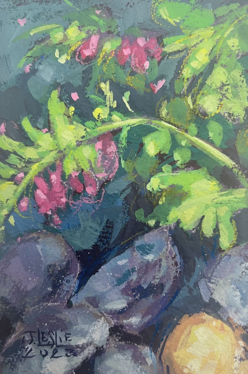 Impressionistic Painting , Bleeding Hearts By Jimmy Leslie, 4 X 6, Artwork For Sale On Artfinder