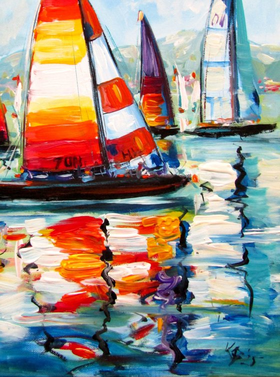 Colorful sailboats