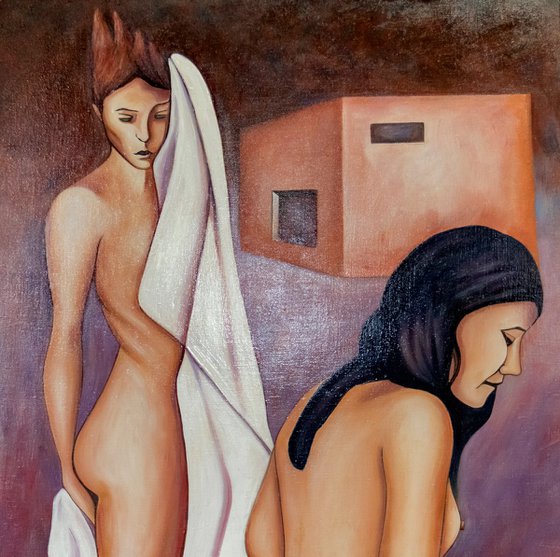 Oil painting Baigneuses