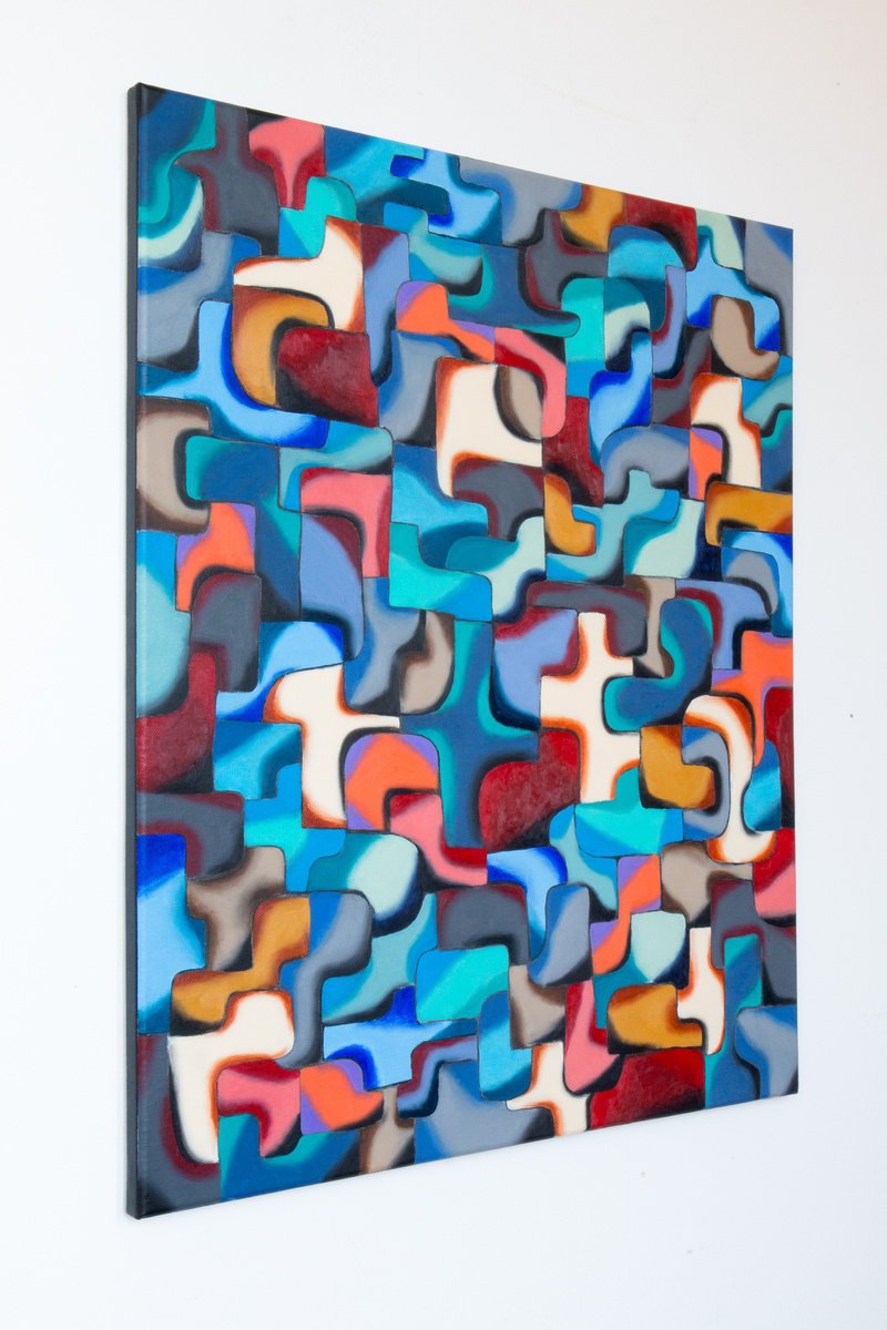 Abstract Acrylic Painting By Stefan Fierros, 20 X 24", Synthesis - 11, Original Artwork