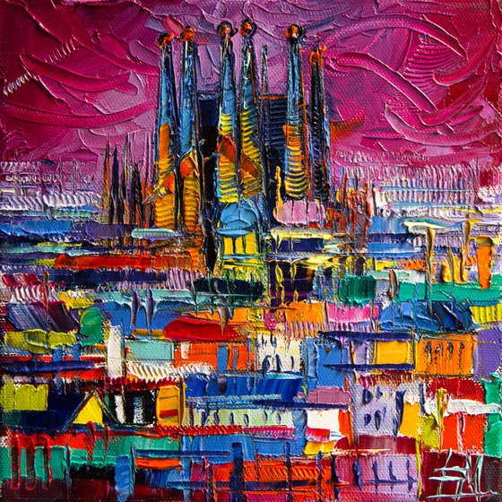 BARCELONA COLORS Modern Impressionist Stylized Cityscape