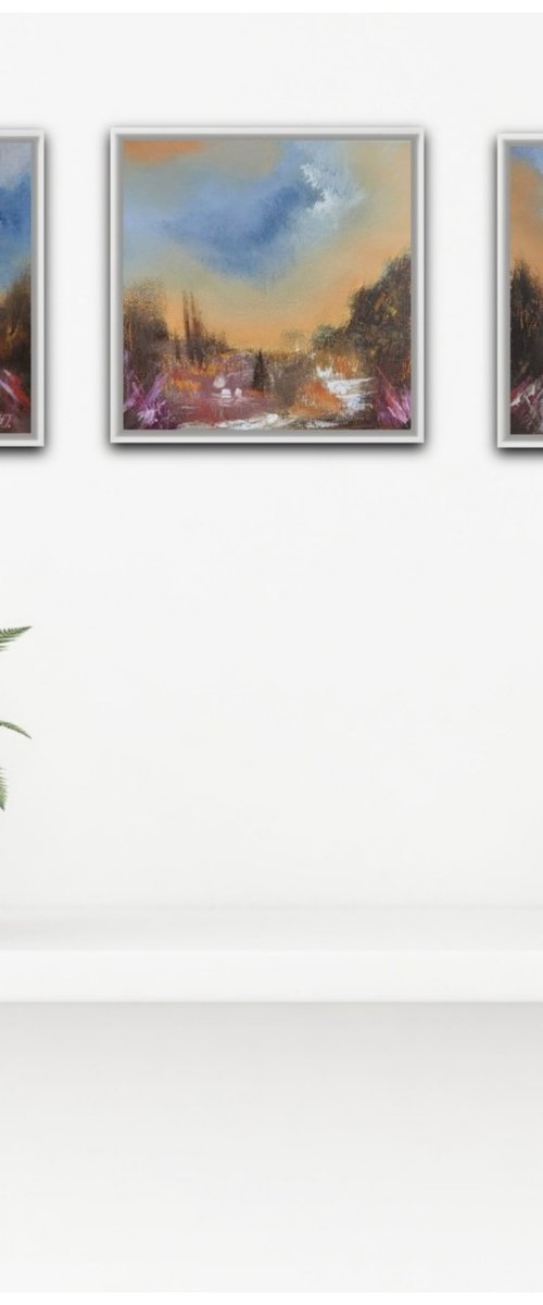 Golden haze I, II, III by Niyati Jiwani