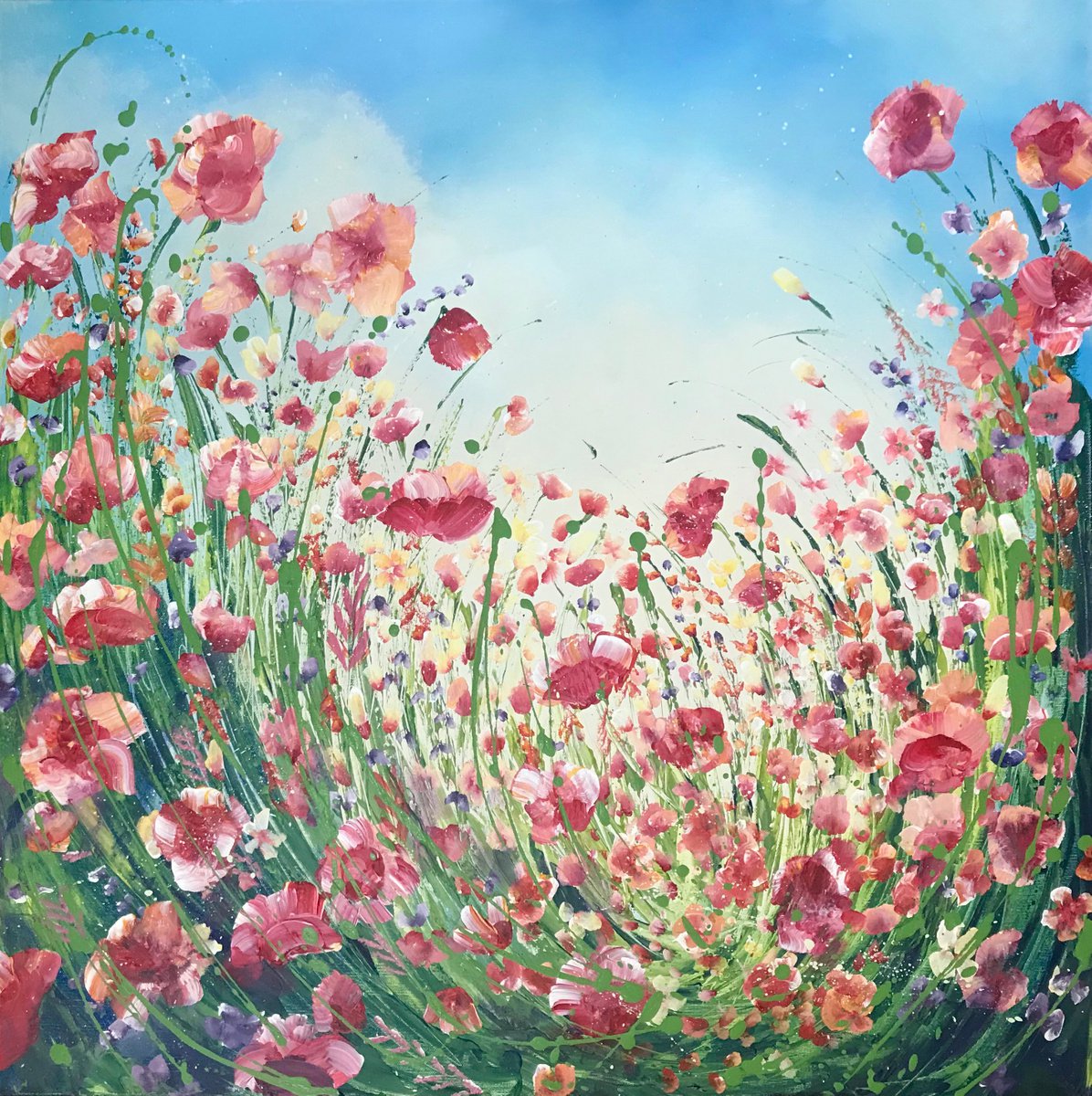 Expressive Botanical Acrylic Painting By Emma Sian Pritchard, 32 X 32, Because I