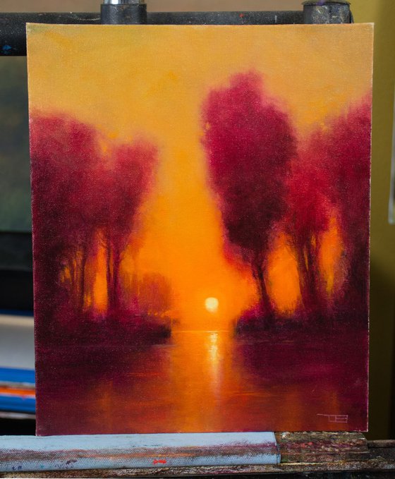 Glowing Sunset impressionist sunset landscape