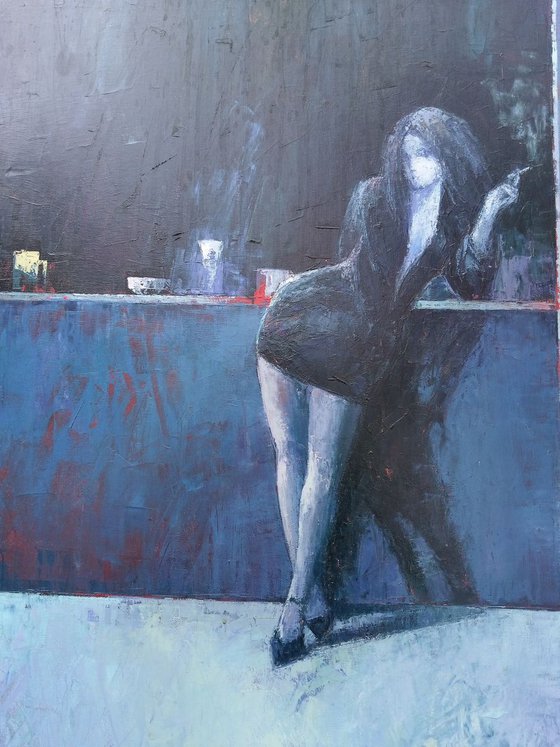 In the bar(Oil painting, 70x80cm, impressioistic)