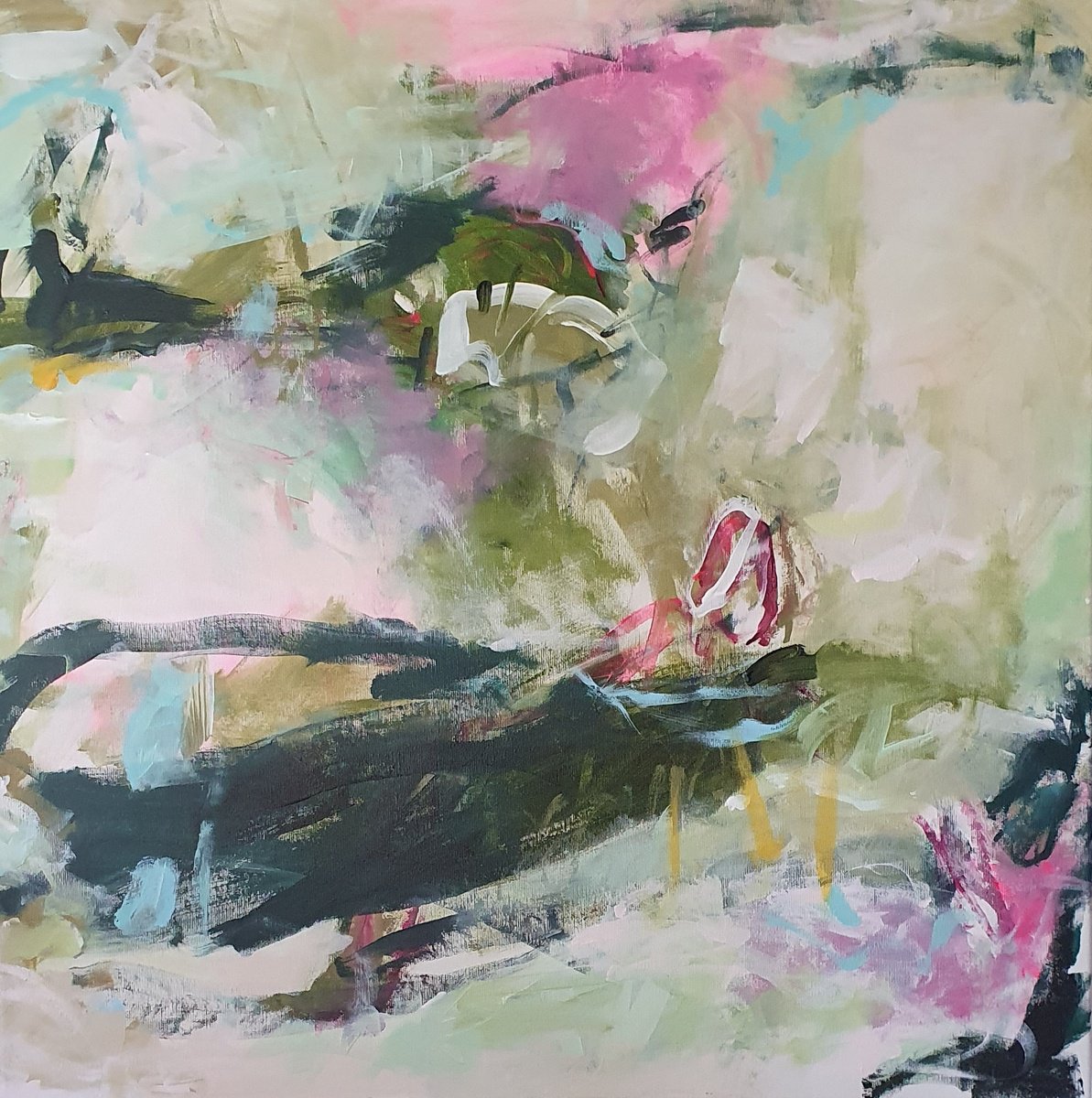 Organic Abstract Acrylic Painting By Jutta Widrinsky, 30 X 30", In My Dreams, Original Artwork