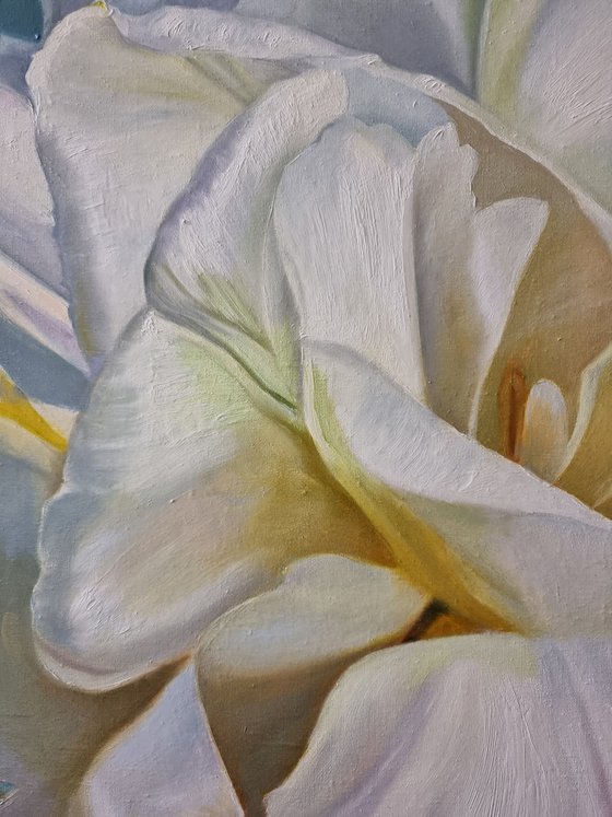 "Dance of white silk. "  tulip flower 2021