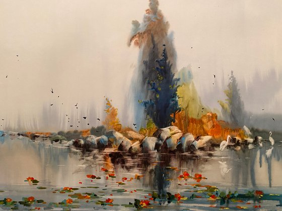 Watercolor “Foggy morning” perfect gift