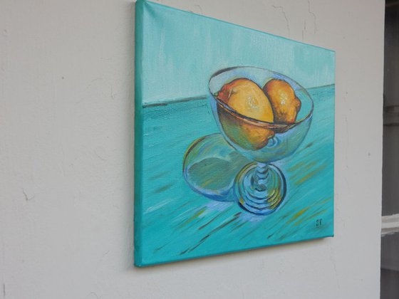 Lemons in the vase. Still life. 30x40cm