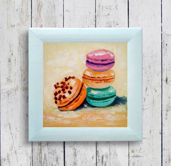 Macarons Oil Painting Original Art Food Artwork Still Life Dessert Wall Art