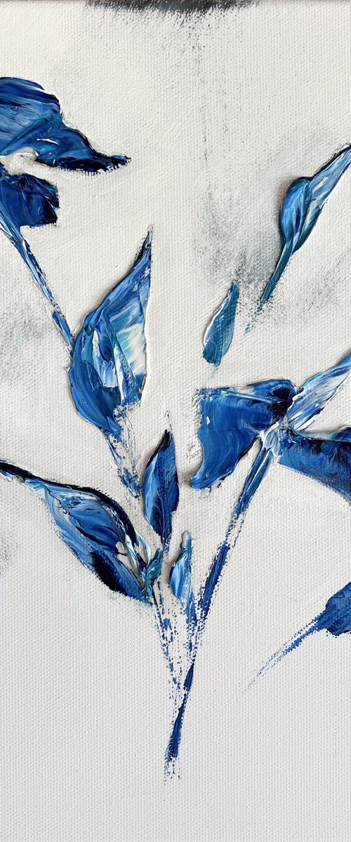 DISAPPEARING VIEW 2 - Landscape monochrome. Small painting. Original landscape. by Marina Skromova