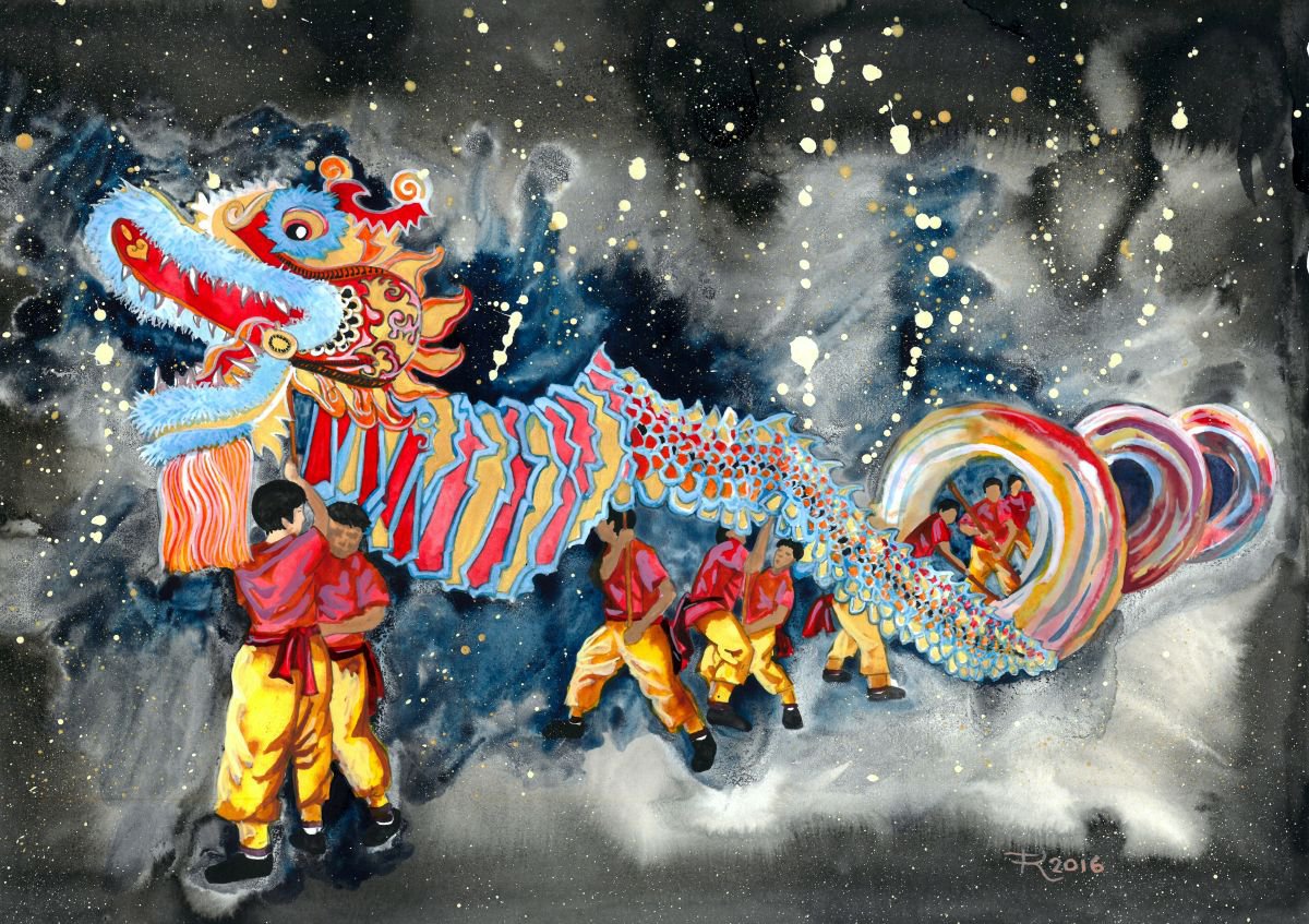 Illustrative Portrait Watercolour By Terri Smith, 19 X 15", Chinese New Year, Original Artwork