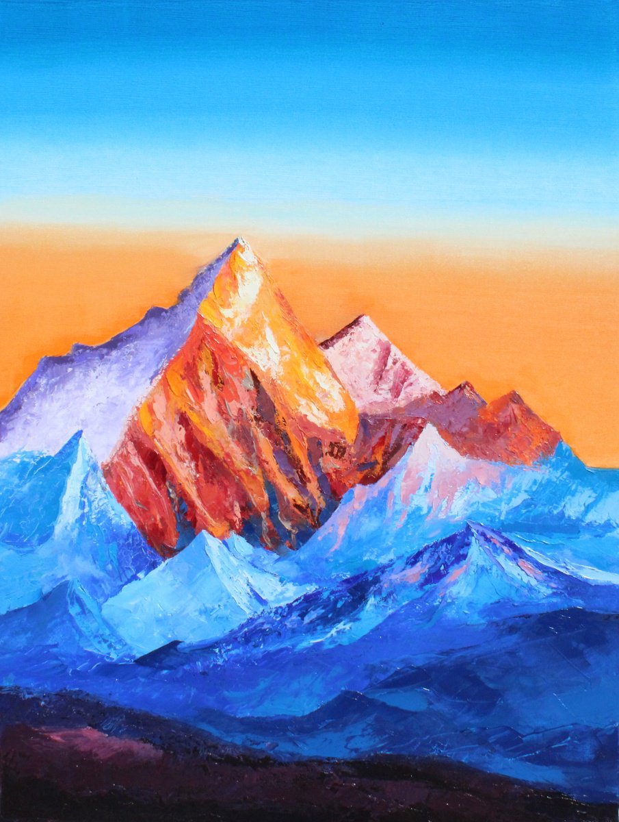 Organic Landscape Oil Painting By Athaang Art, 30 X 40, Embrace The Mountain Symphony, Original Artwork