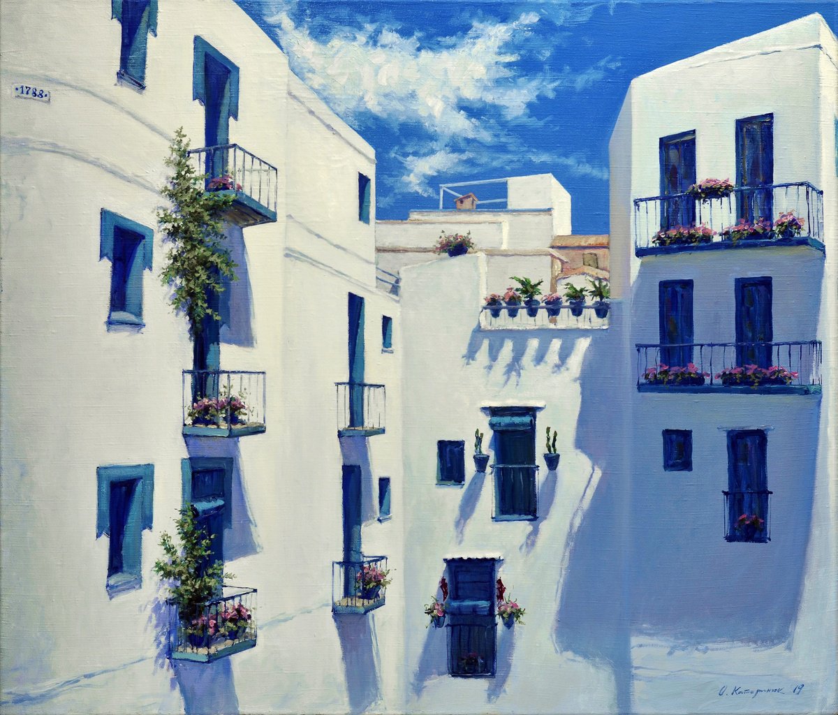 Impressionistic Landscape Oil Painting By Oleg Kateryniuk, 39 X 33", Sunny Day In Peniscula, Original Artwork