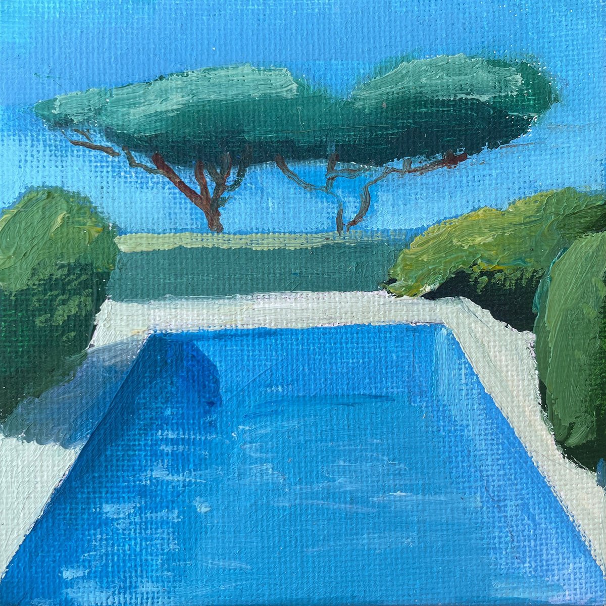 Afternoon by the Pool - 10x10 cm by Victoria Dael