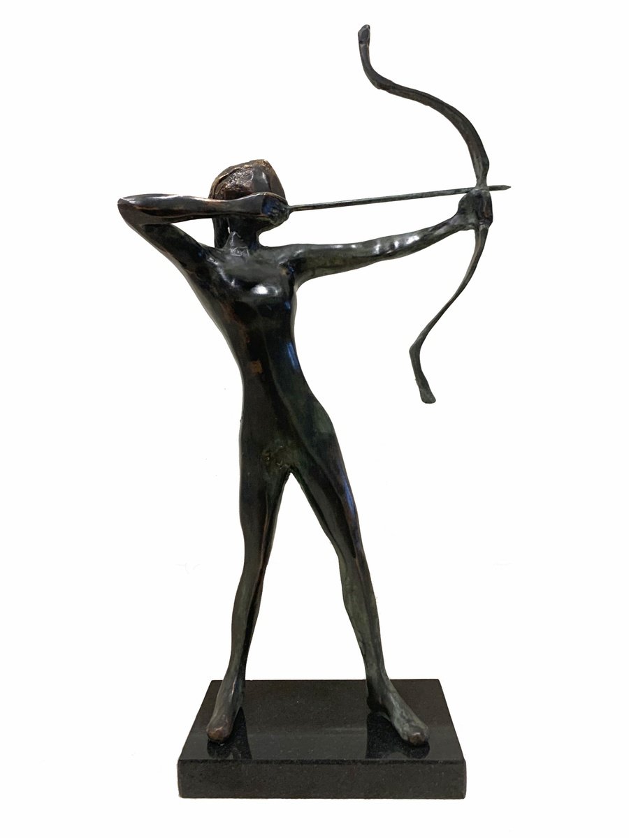 Expressive Portrait Bronze Sculpture By Toth Kristof, 7 X 16", Archer, Original Artwork