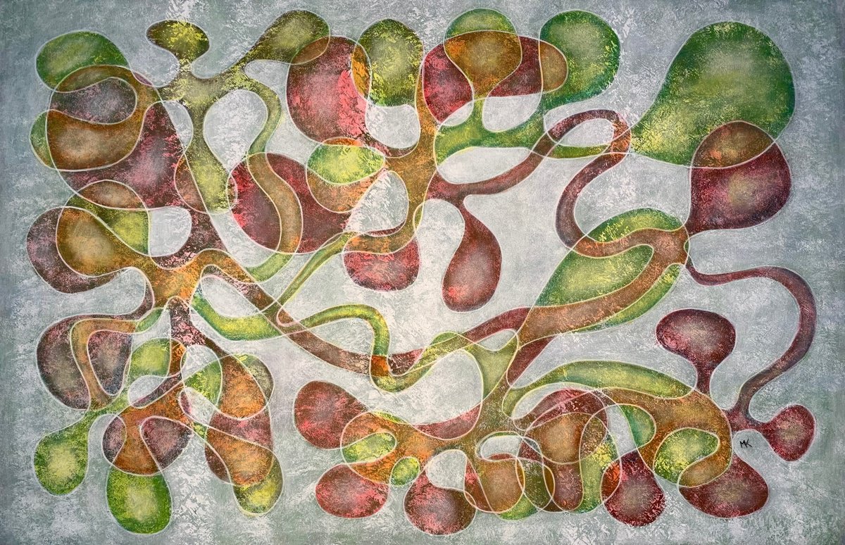 Abstract Acrylic Painting By Maarit Korhonen, 39 X 26", Allegro, Original Artwork