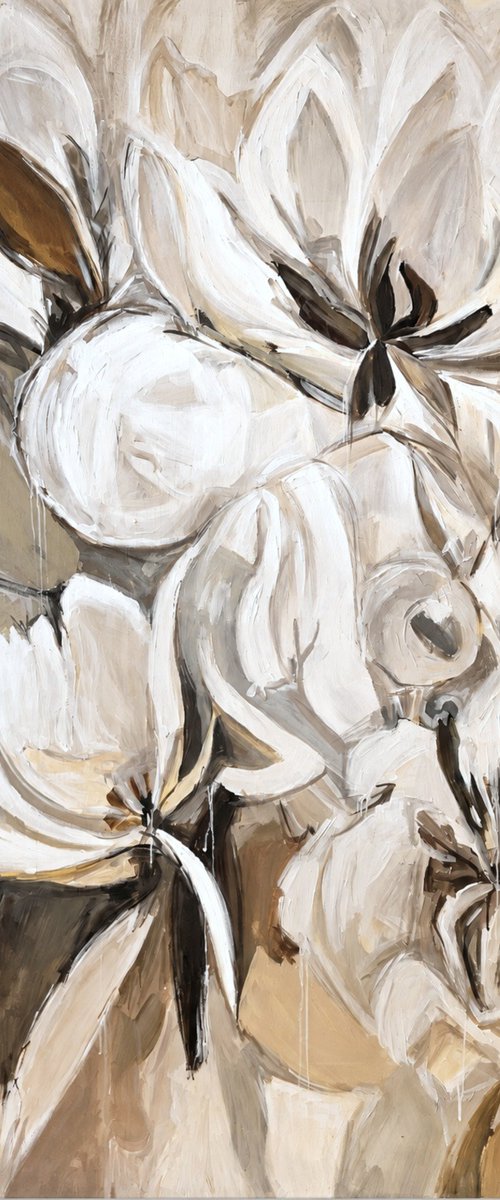 Golden Magnolia floral abstraction by V+V Kniazievi
