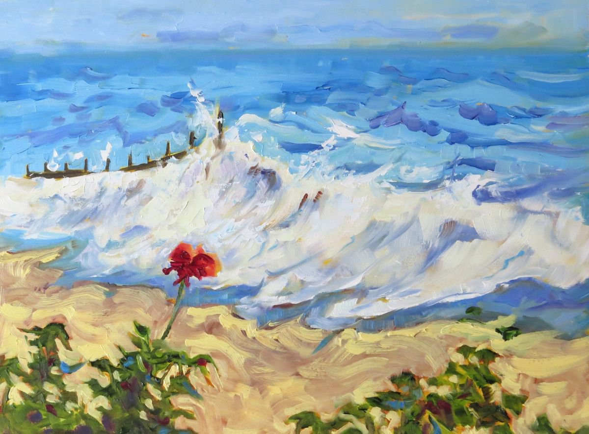 Geraniums at the Seaside by Mary Kemp
