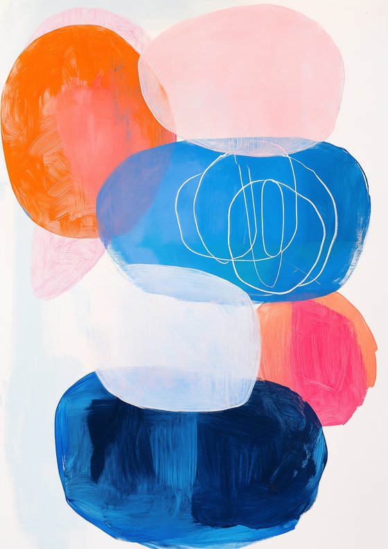 Painting of Pink, Orange, Blue