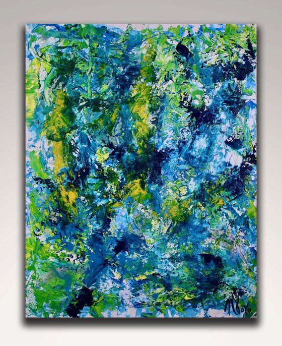 Gestural Blue Flow 2 - 76 x 97 cm