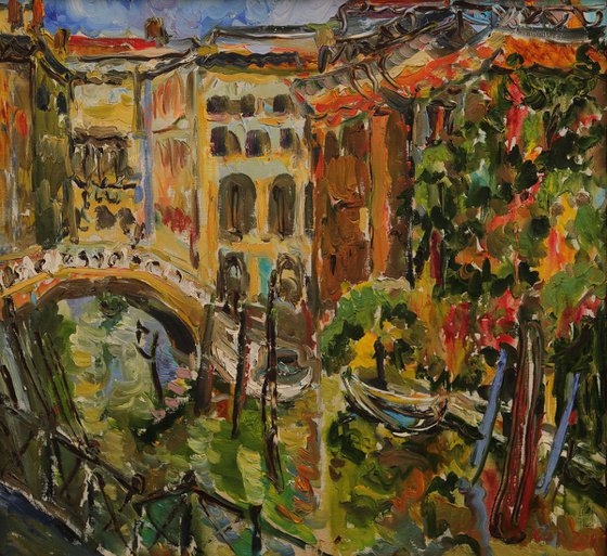 Autumn in Venice - Oil Painting - Original Plein Air Landscape - Cityscape - Home Decor - Medium Size 65x70