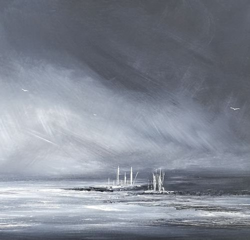 Seascape, Peace - Art, monochrome by Mel Graham