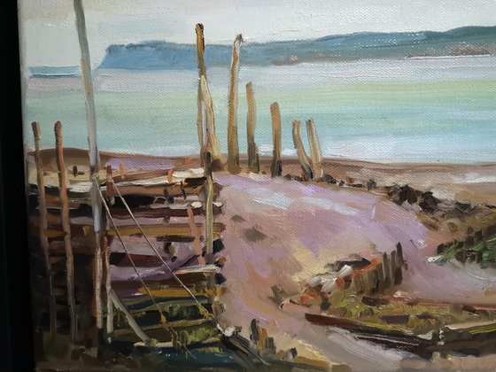 Low tide at Port Greville in Parrsboro,  Nova Scotia,  Canada, plein air (18x14x0.7'')