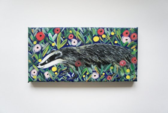 Badger In The Wildflowers