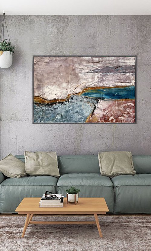 Euro chic gray abstraction. Large nature Abstract Art.  UNITY WITH NATURE. by Marina Skromova