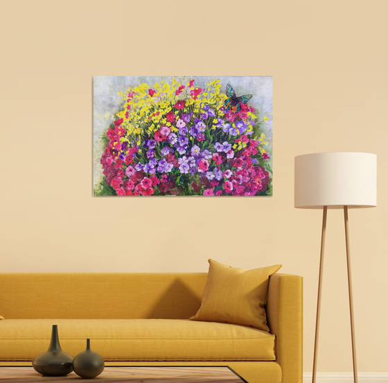 Summer flowers and butterfly
