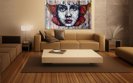 Butterfly Dreams - Abstract Home Decor Art  On The Extra Large Deep Edge Canvas Ready To Hang