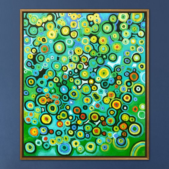 Green mosaic, abstract modern painting, abstract landscape painting