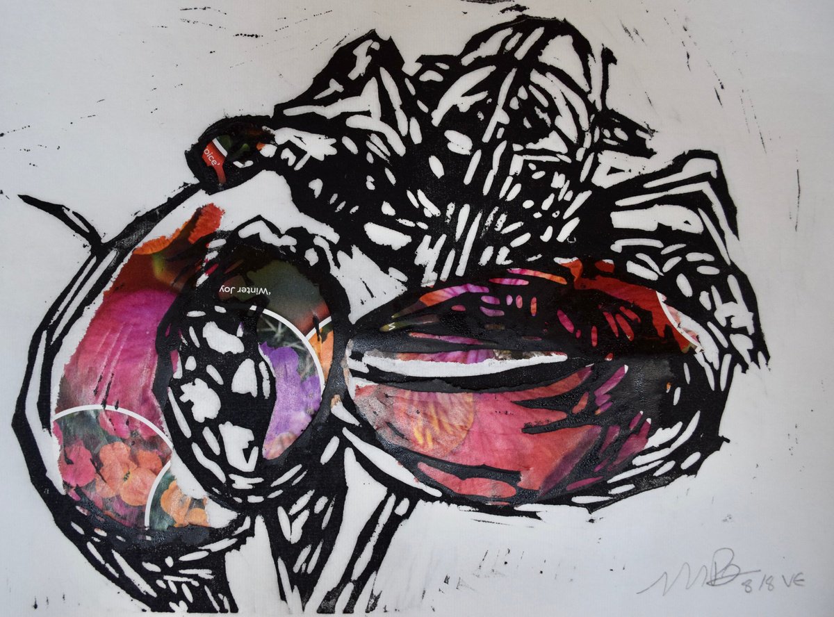 Expressive Animal Linocut By Michelle Parsons, 16 X 12", Lcp, Original Artwork