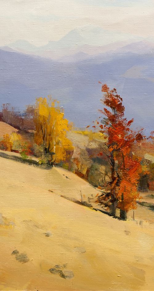 Autumn oil landscape painting - Hugs of the Mountainous Winds by Yuri Pysar