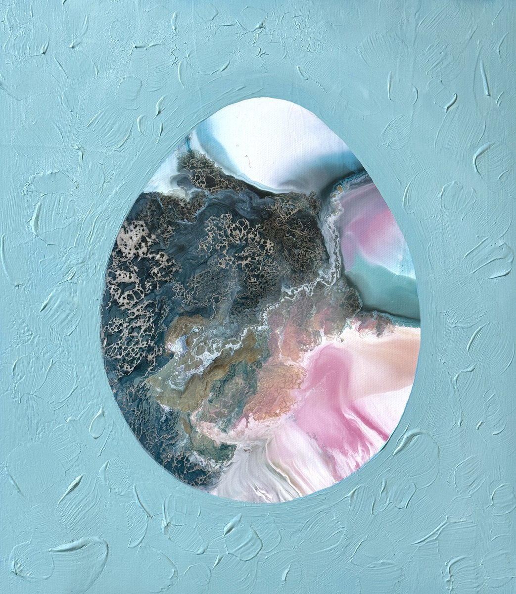 Organic Abstract Acrylic Painting By Yuliia Poraiko, 14 X 16", Happy Easter, Original Artwork