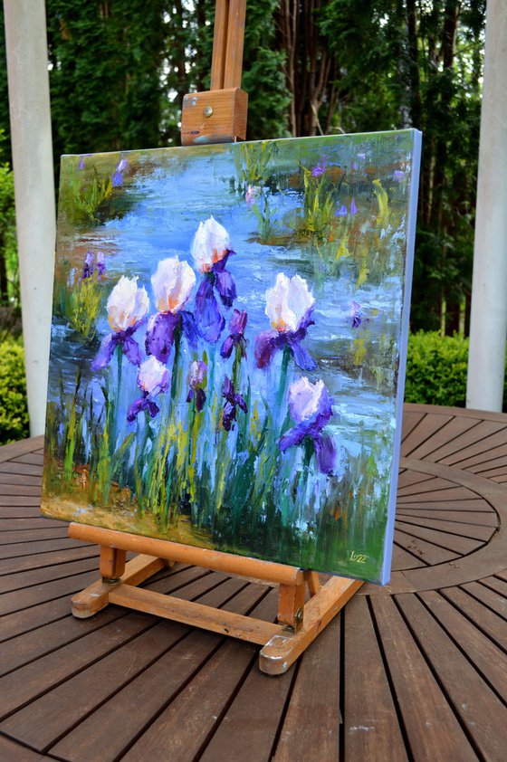 Pond with Beautiful Irises