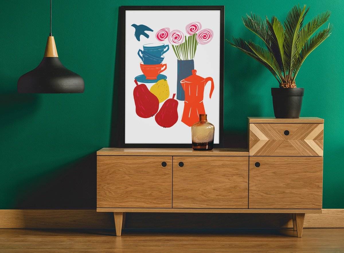 Botanical Giclee Print By Emma Evans-Freke, 17 X 23, Colourful Kitchen 2, Original Artwork