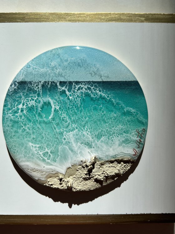 "Little wave" #14 - Miniature round painting