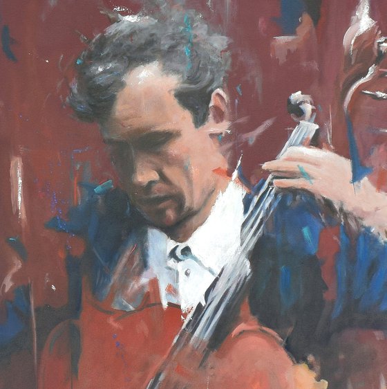 The Cellist - Oil On Canvas - 100cm x 100cm