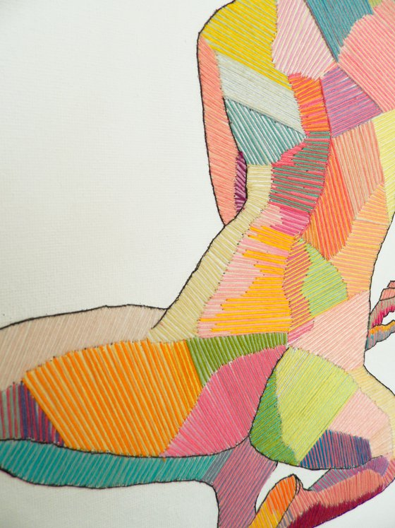 Embroidered Female Nude Figure Study 3