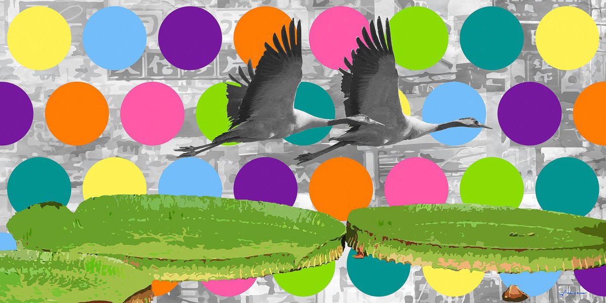 Urban And Pop Animal Giclee Print By Uwe Fehrmann, 47 X 24", Travelers, Original Artwork