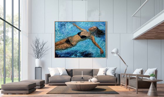 Girl swimming65(48x36 in)