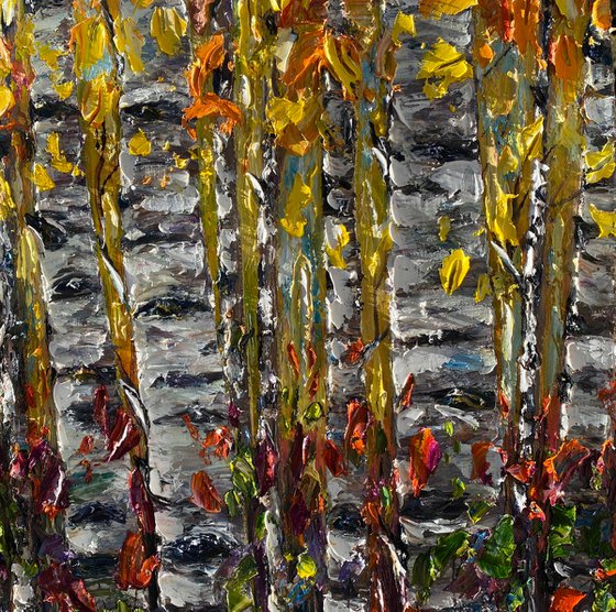 Soul With Aspen Tree Impressionist Impasto Painting