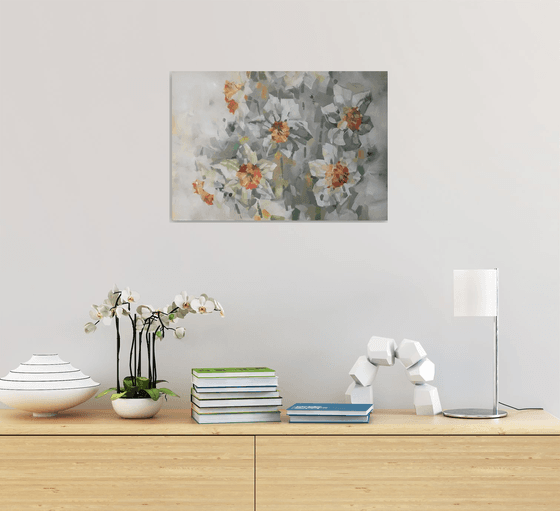 Spring daffodils. one of a kind, handmade artwork, original painting.