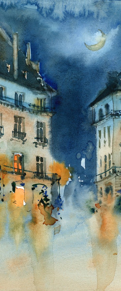 Once Upon a Time in the City #3. Night on the square (Nantes, France) by Tatyana Tokareva