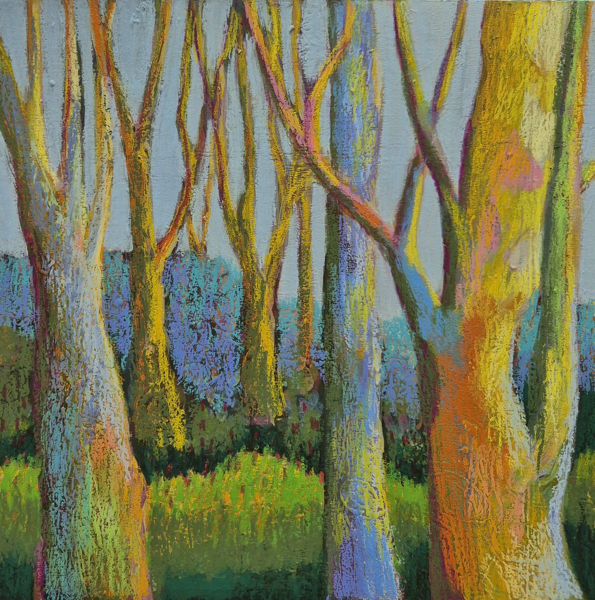 Impressionistic Landscape Painting By Gitti Gv, 12 X 12, Up To The Sky, Original Artwork