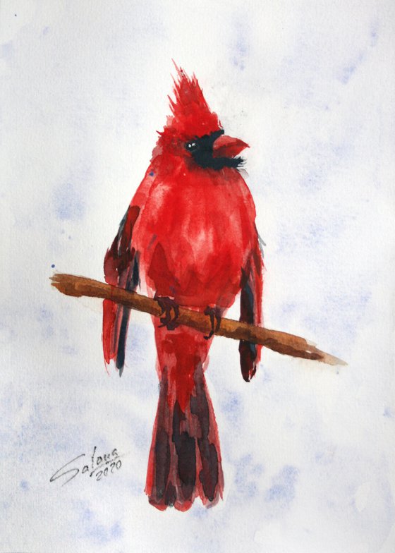 Cardinal IV - Bird portrait /  ORIGINAL PAINTING